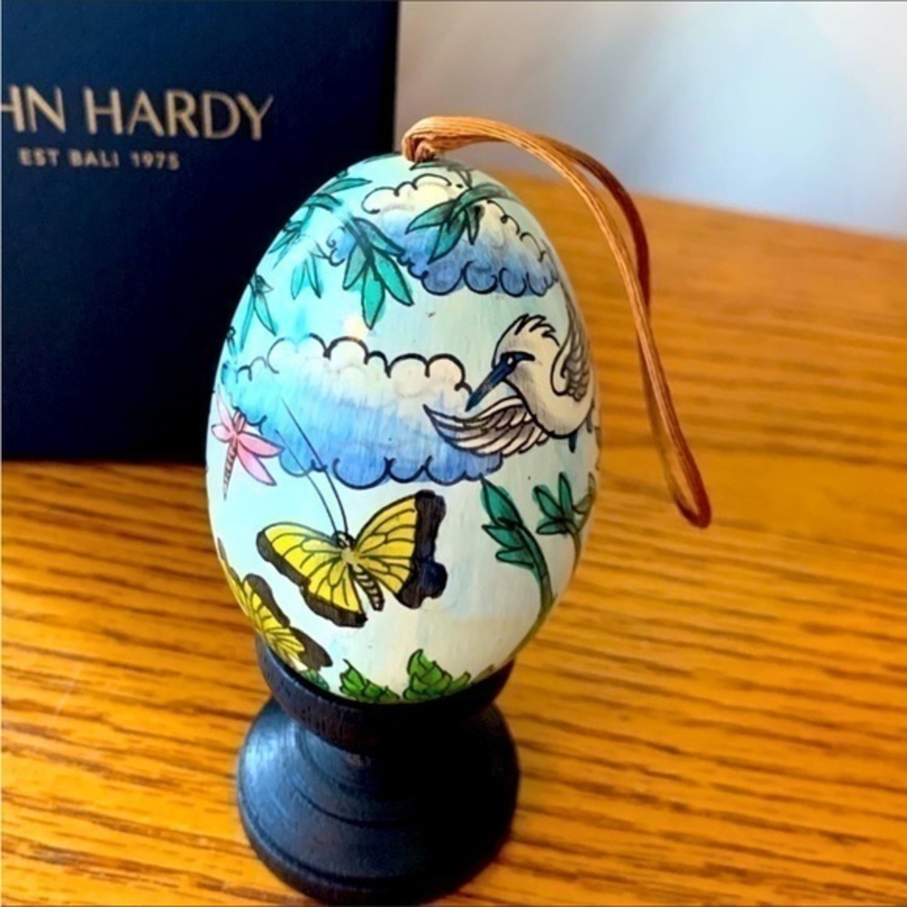 🎄John Hardy Hand Painted Wooden Egg Stand Or Hang. New